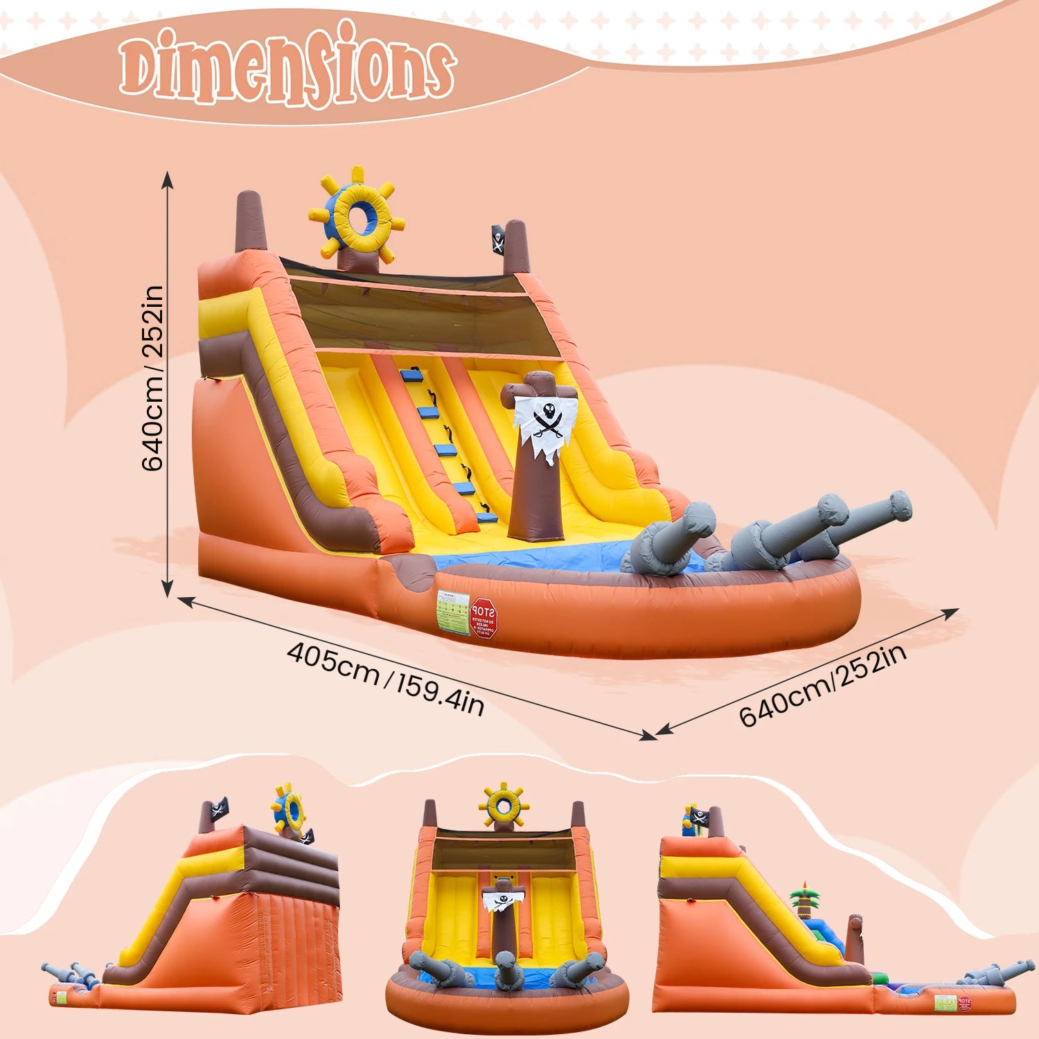 Pirate Ship Inflatable Dual Water Slide
