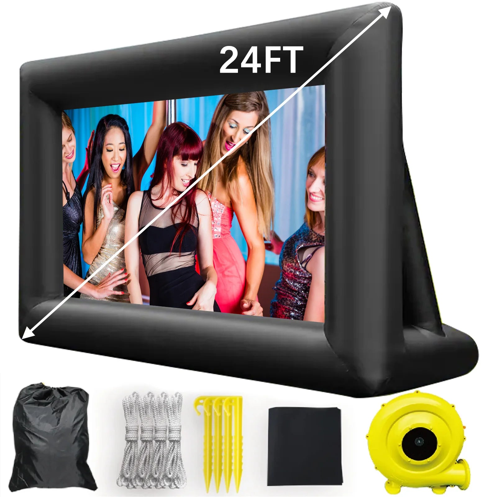 Inflatable Movie Screen – Outdoor Projector Screen with Air Blower, Front/Rear Projection, Easy Setup