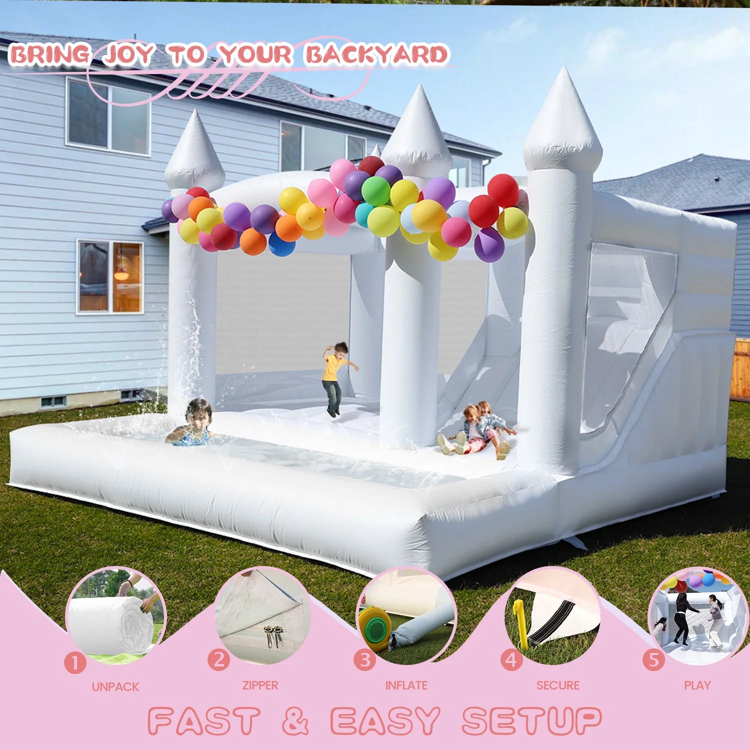 13ft White Inflatable Wedding Bounce House