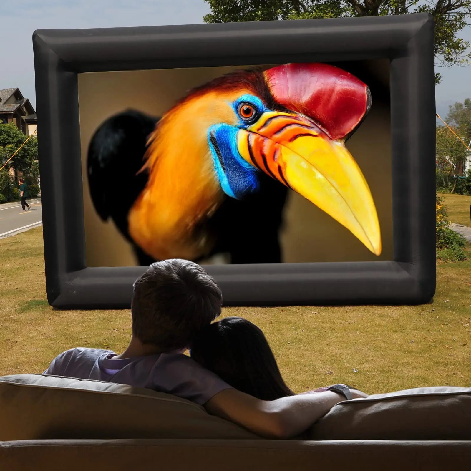 Inflatable Movie Screen – 19FT Outdoor Projector Screen with Air Blower & Storage Bag