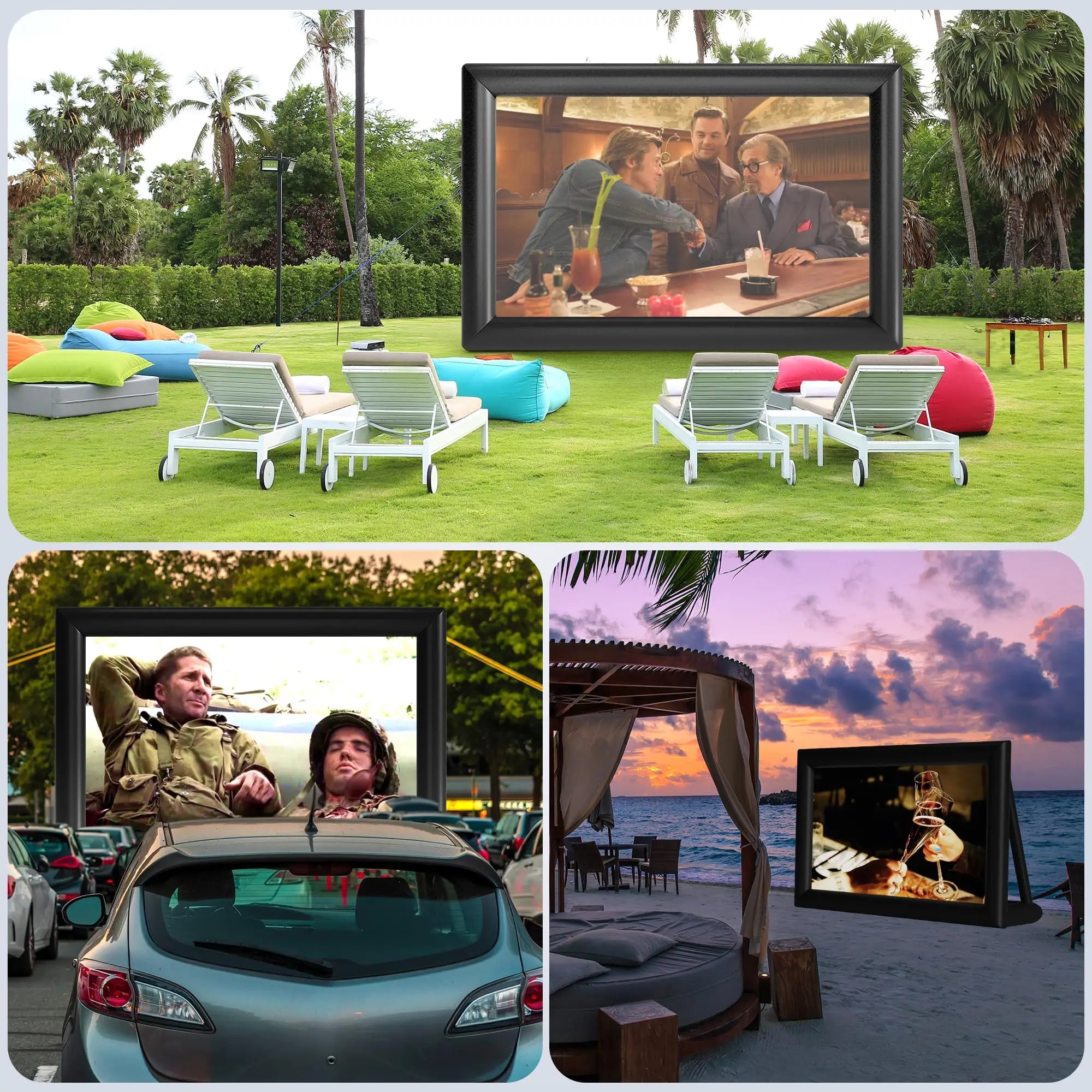 Inflatable Movie Screen 16FT – Outdoor Projector Screen with Air Blower & Storage Bag Front/Rear Projection