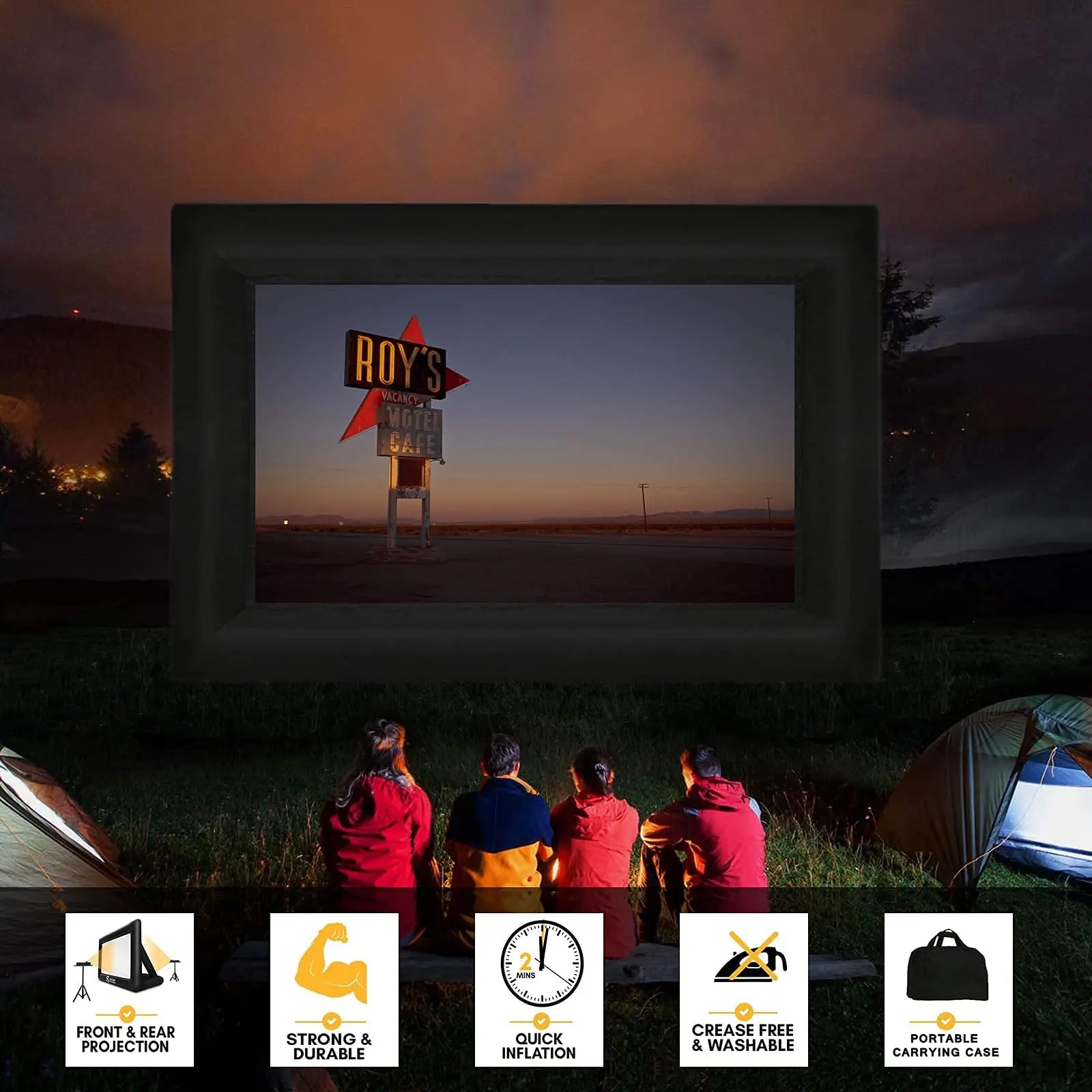 20FT Inflatable Movie Screen Outdoor Projector Screen for Outside Blow Up Screens Front and Rear Projection with Air Blower