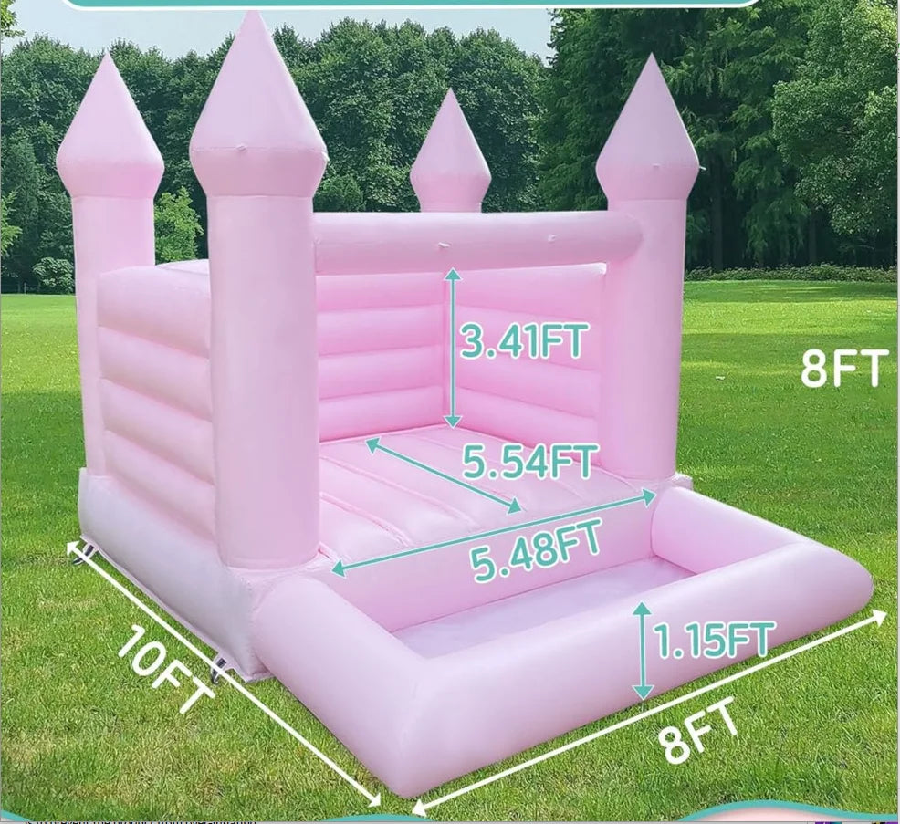 Inflatable Bounce House with Ball Pit 10x8x8 FT Pink Inflatable Indoor Bounce House for Kids 3-12,PVC Jumping Bouncy House with