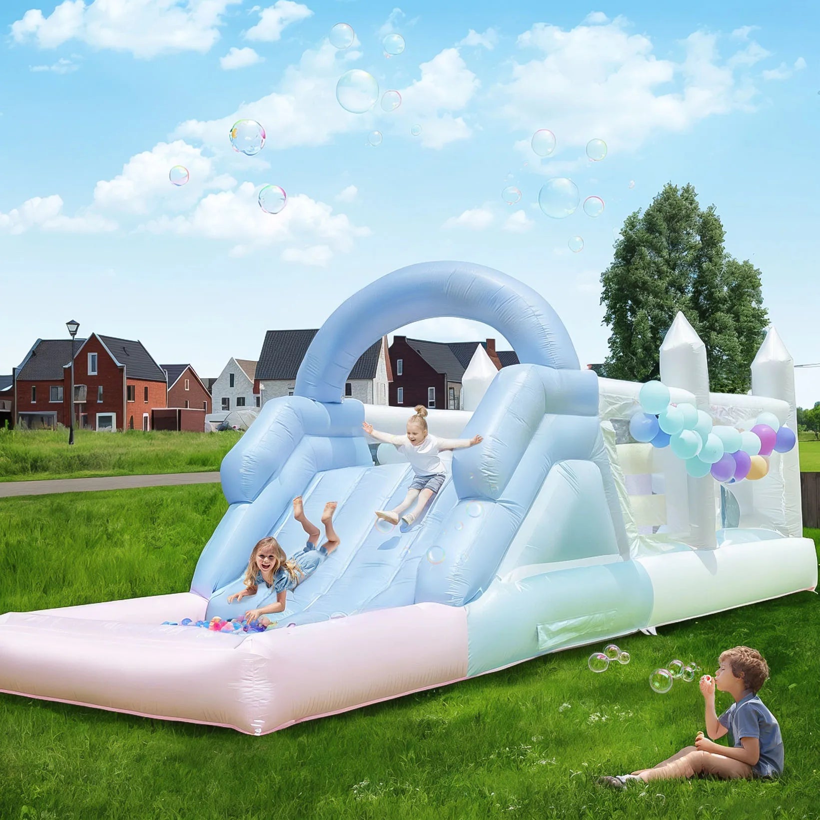 Inflatable Macaroon Water Slide & Ball Pool
