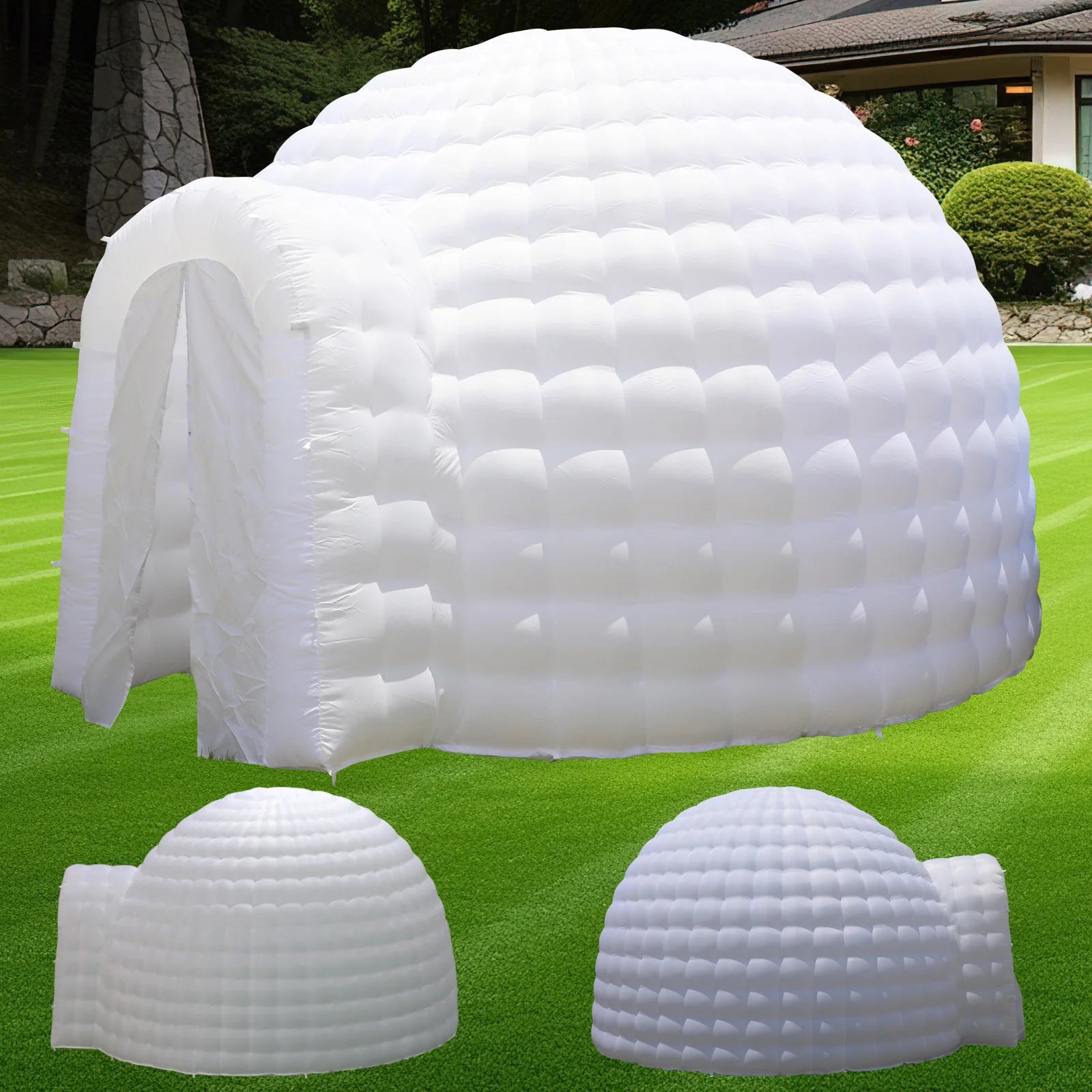 Outdoor Portable Inflatable Igloo Dome Tent with Led Light & Blower for Party Wedding Event Camping (14Ft Diameter 10Ft Height