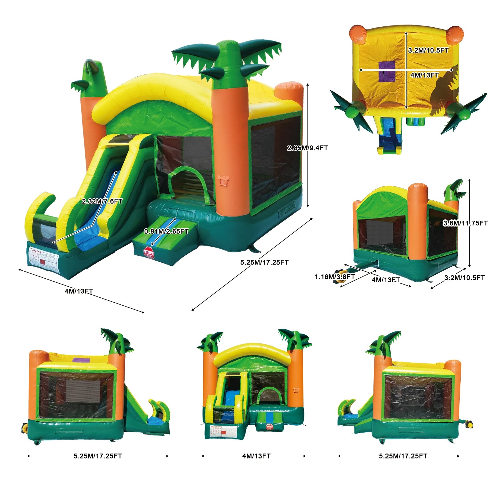 Inflatable Bounce House with Slide – Large 17'x13'x12', 100% PVC Commercial Grade for Big Kids & Adults