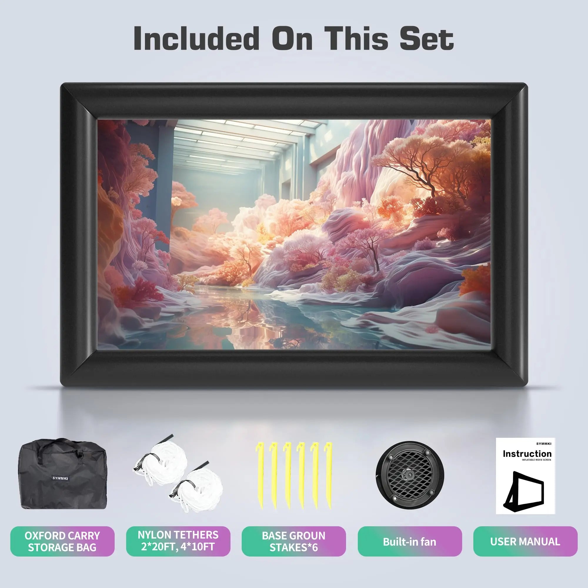 Inflatable Movie Screen 16FT – Outdoor Projector Screen with Air Blower & Storage Bag Front/Rear Projection