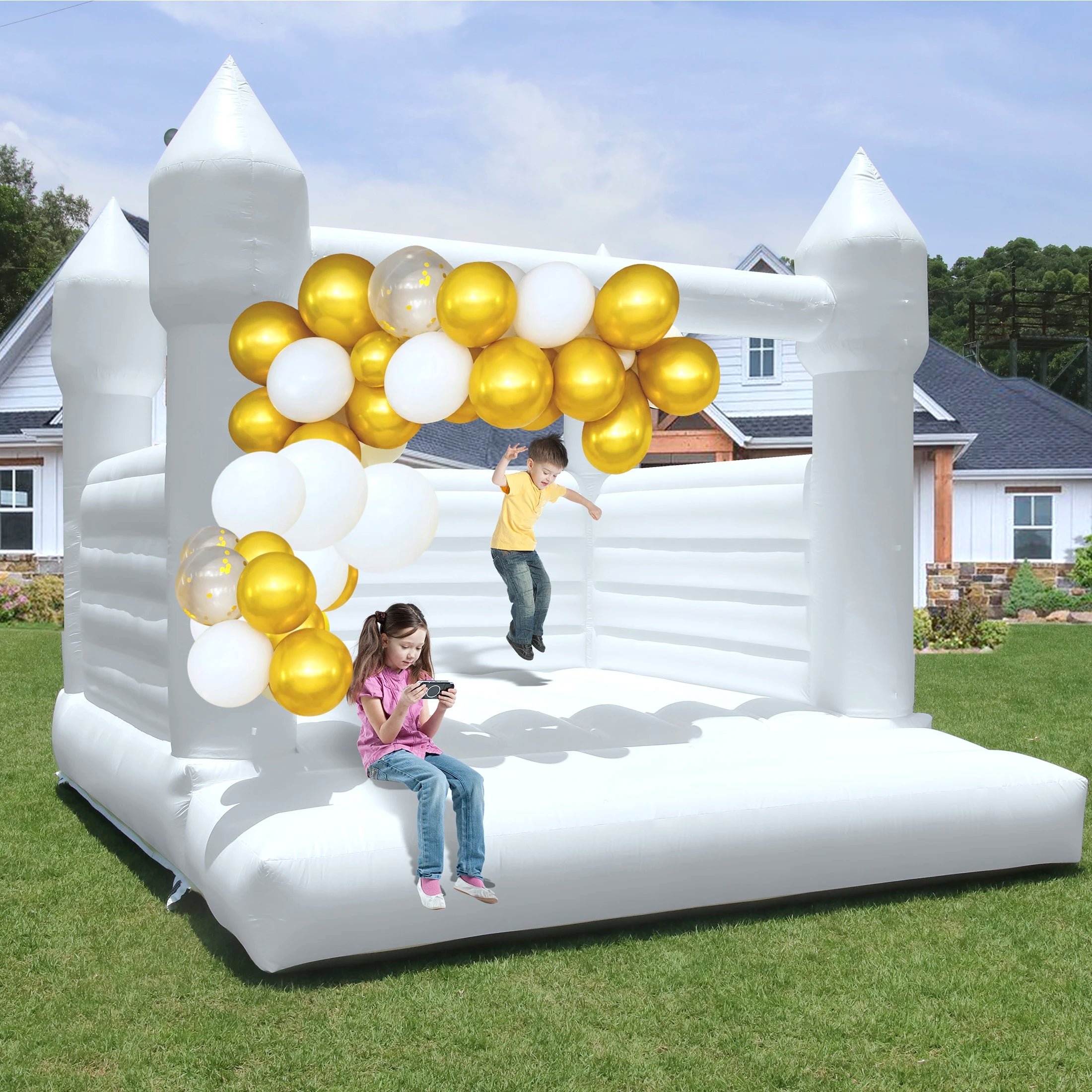 13x12FT White Inflatable Bounce House Castle