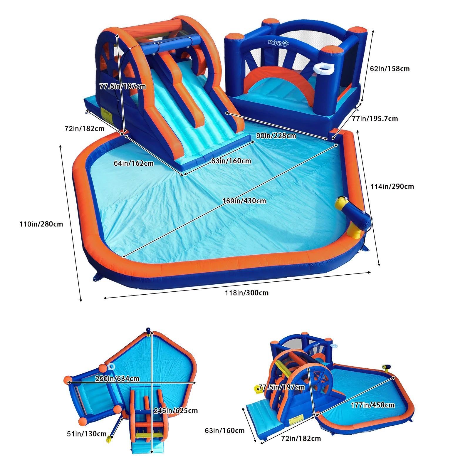 Inflatable Water Park Bounce House with Dual Slides