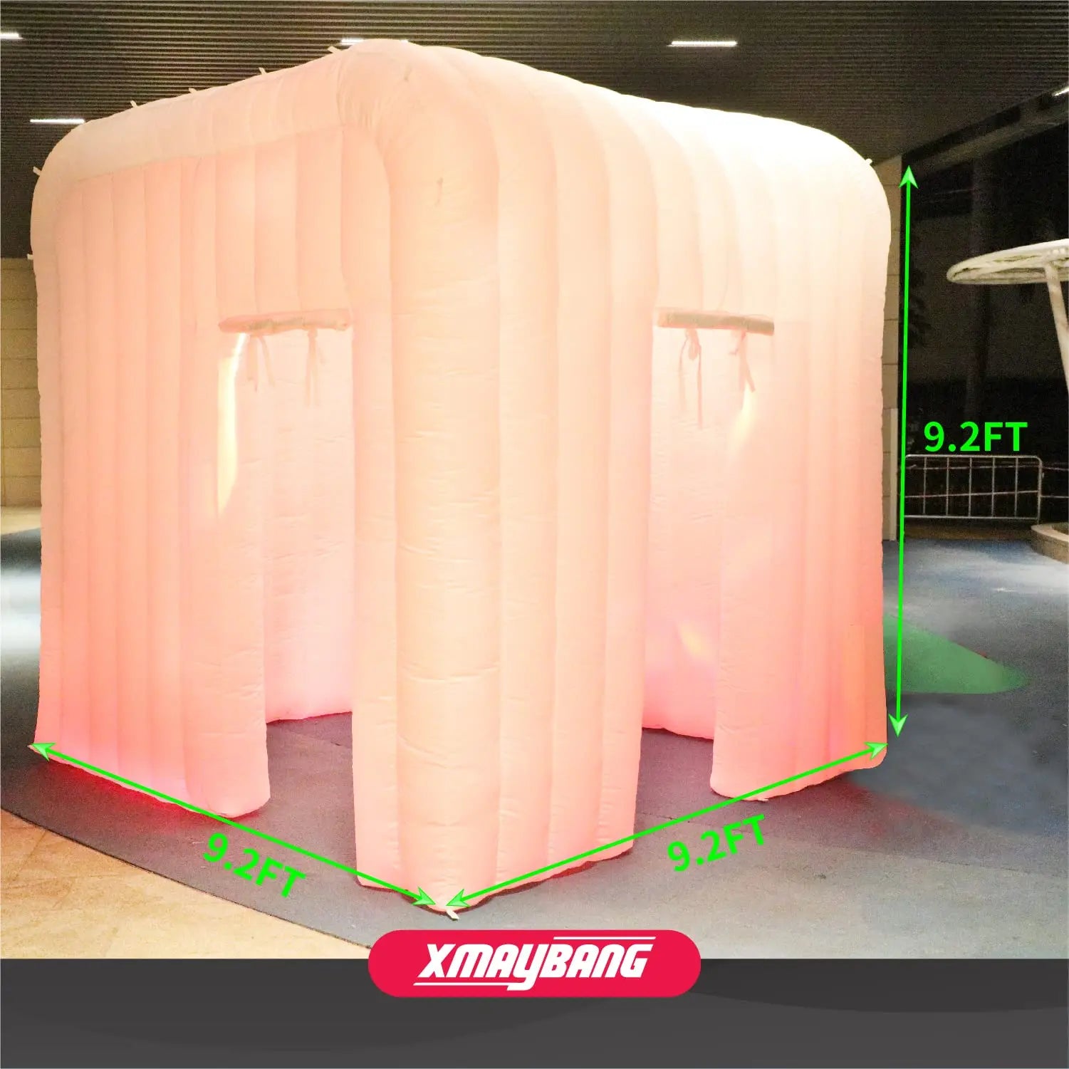 Inflatable LED Photo Booth – White Two-Door Design, 9.2x9.2x9.2ft Portable Pop-Up Booth