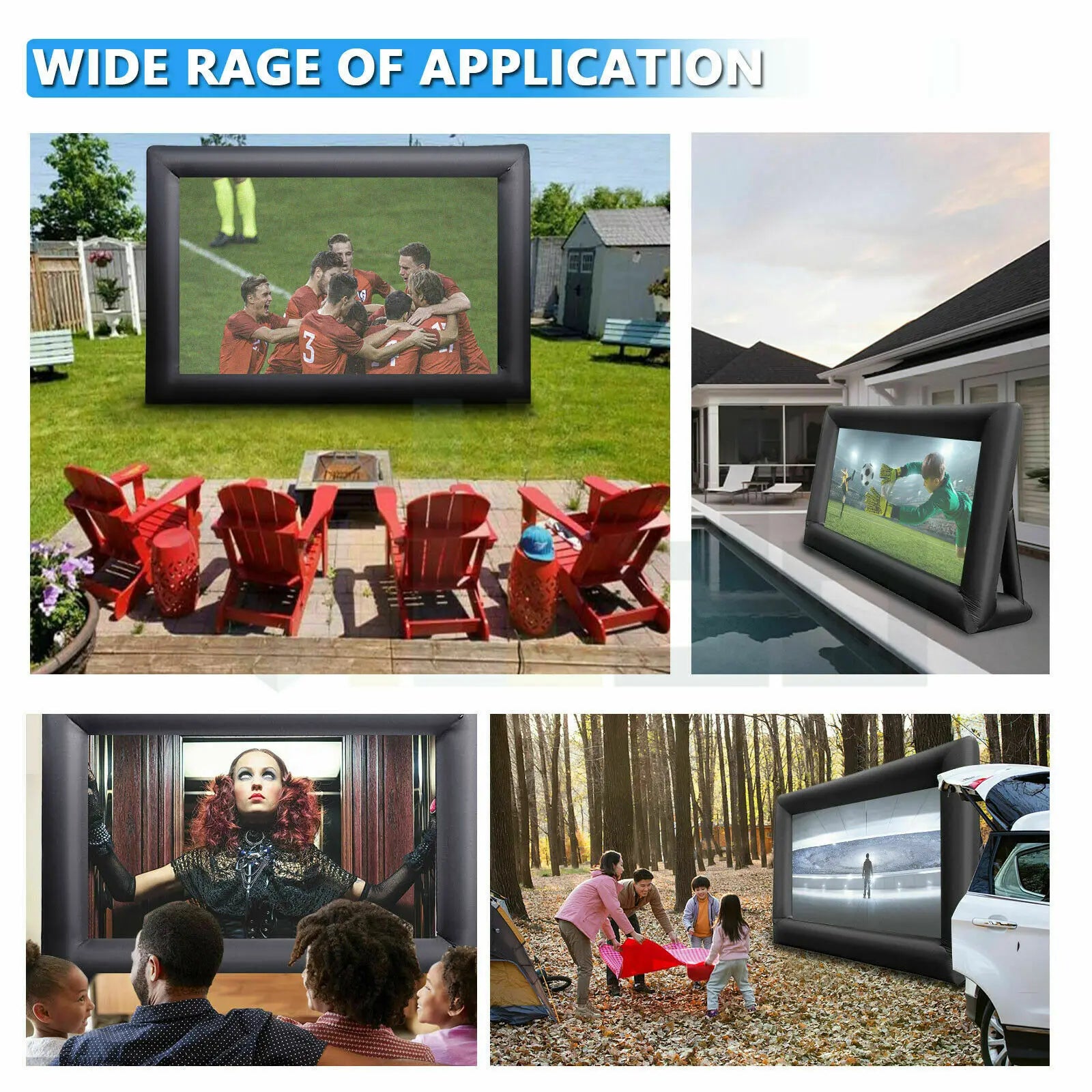 Inflatable 16 Feet Outdoor Movie Screen with Air Blower – Front & Rear Projection Blow Up Screen