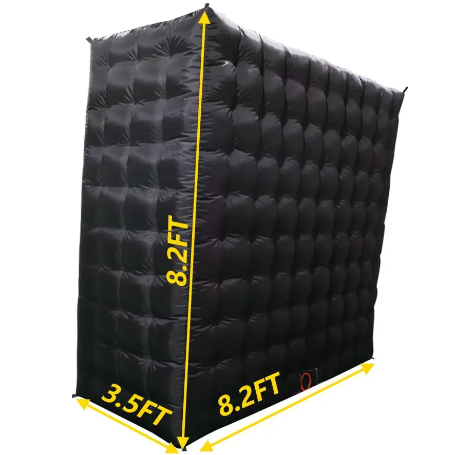 Inflatable Black Photo Booth Wall 8.2x8.2x3.5ft – Portable Backdrop with Built-In Fan & LED Lighting