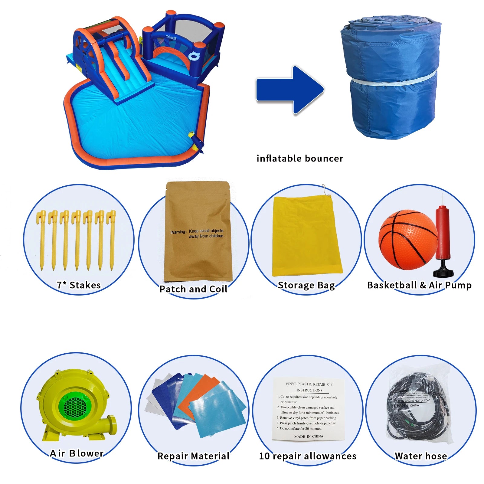 Inflatable Water Park Bounce House with Dual Slides