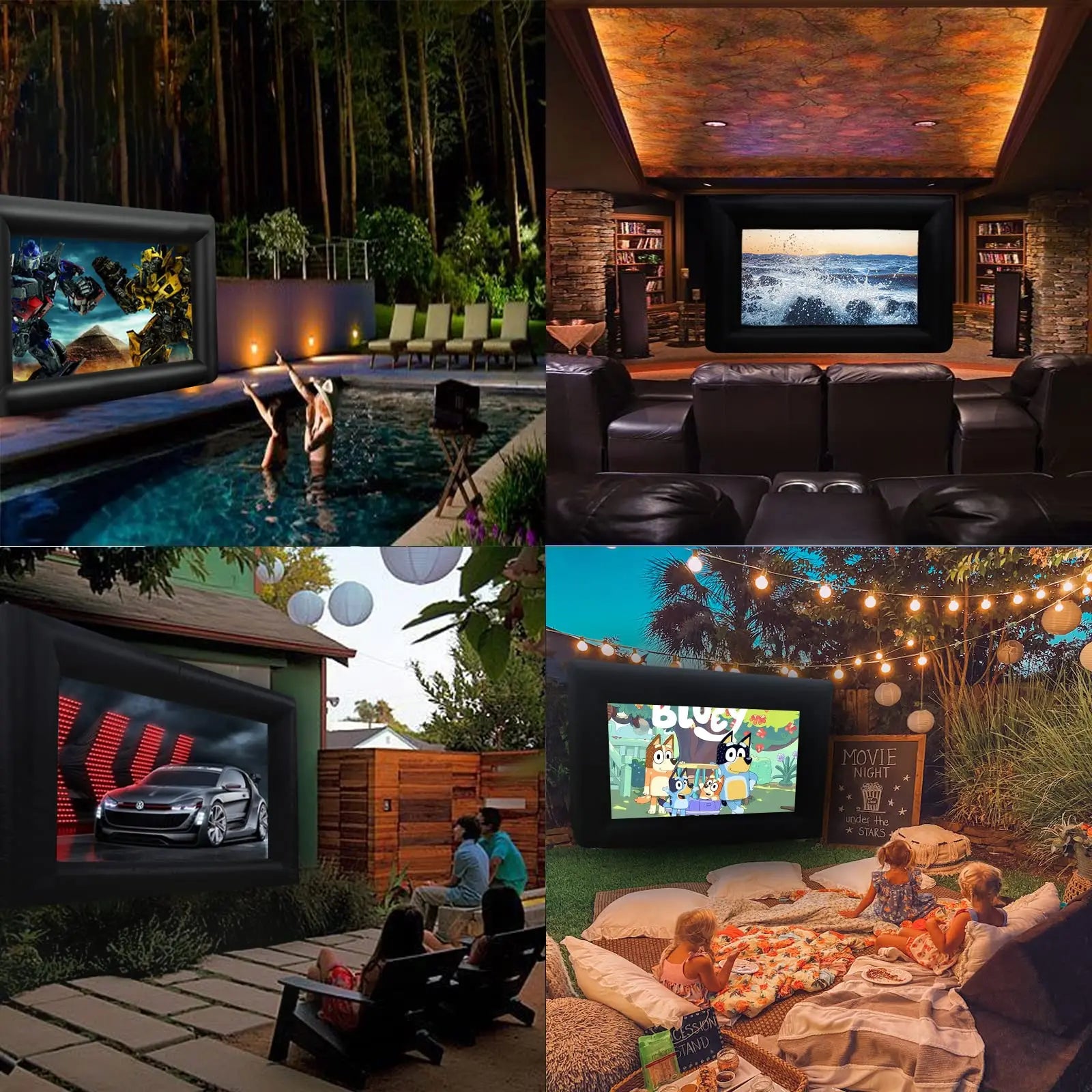Inflatable Movie Screen 18FT – Outdoor Projector Screen Blow Up with Air Blower & Carry Bag