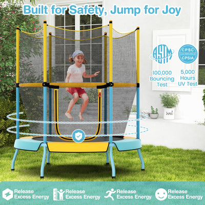 48 Inch Toddler Trampoline with Safety Enclosure Net-Yellow
