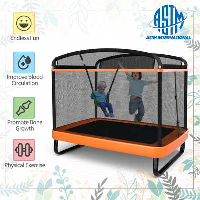 6 Feet Kids Entertaining Trampoline with Swing Safety Fence-Orange