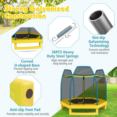 7 Feet Kids Recreational Bounce Jumper Trampoline-Yellow