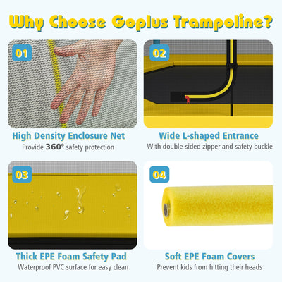 7 Feet Kids Recreational Bounce Jumper Trampoline-Yellow