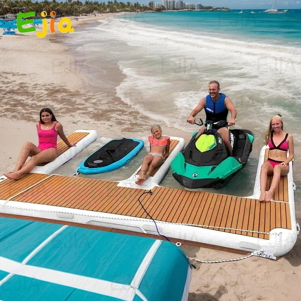 Inflatable E Dock Platform 13FT – Luxury Non-Slip Water Floating Mat for Lake, Pool & Jet Ski Dock