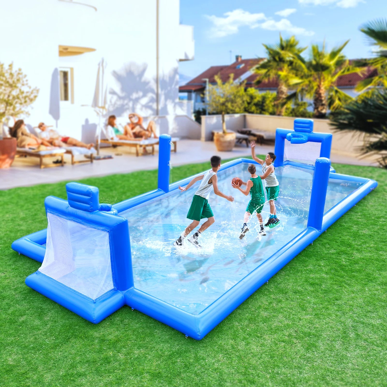 33FT Inflatable Sports Court – Volleyball, Soccer & Basketball