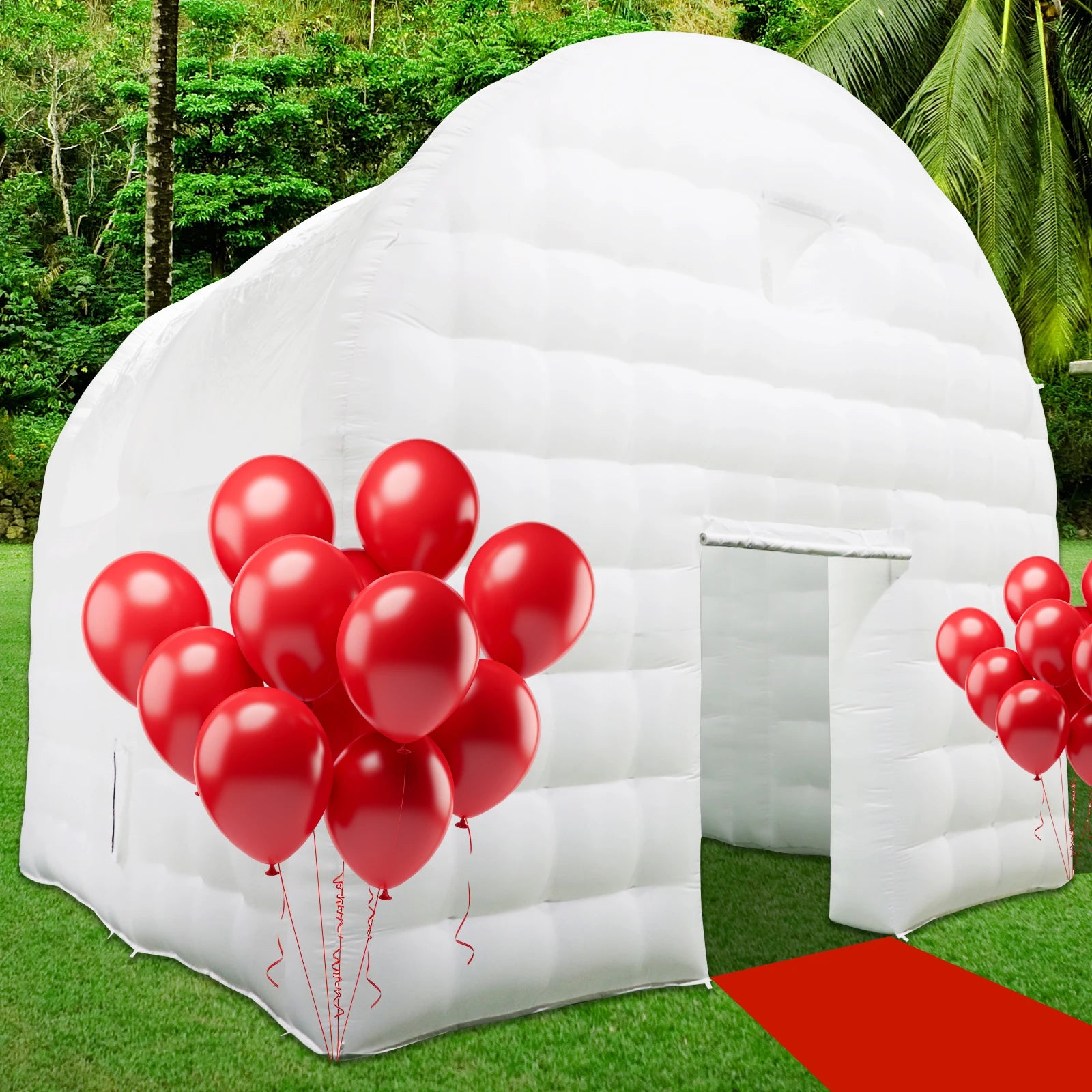 Inflatable White Party Tent 15x15x14FT – Large Square Gazebo Event Room with 950W Blower