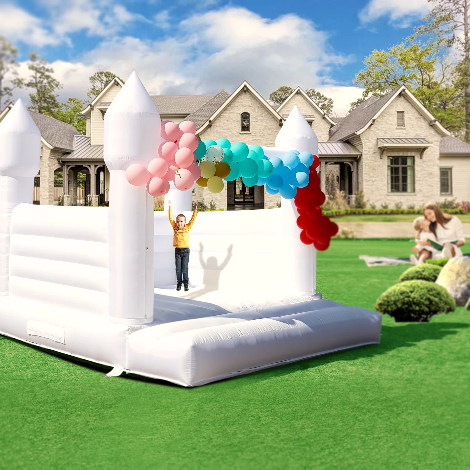 13x12FT White Inflatable Bounce House Castle