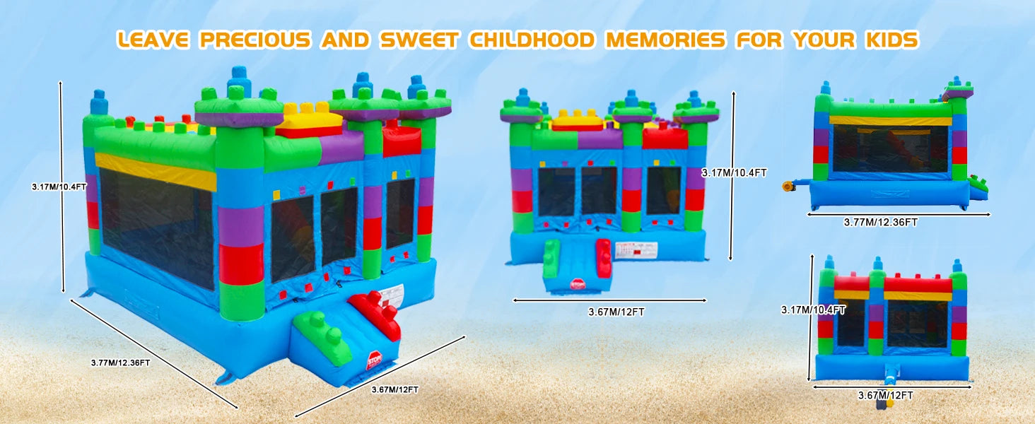 PVC Inflatable Bounce House for Big Kids,Large Jumping House with Built in Slide,Semi-commercial,Outdoor Backyard Birthday Party