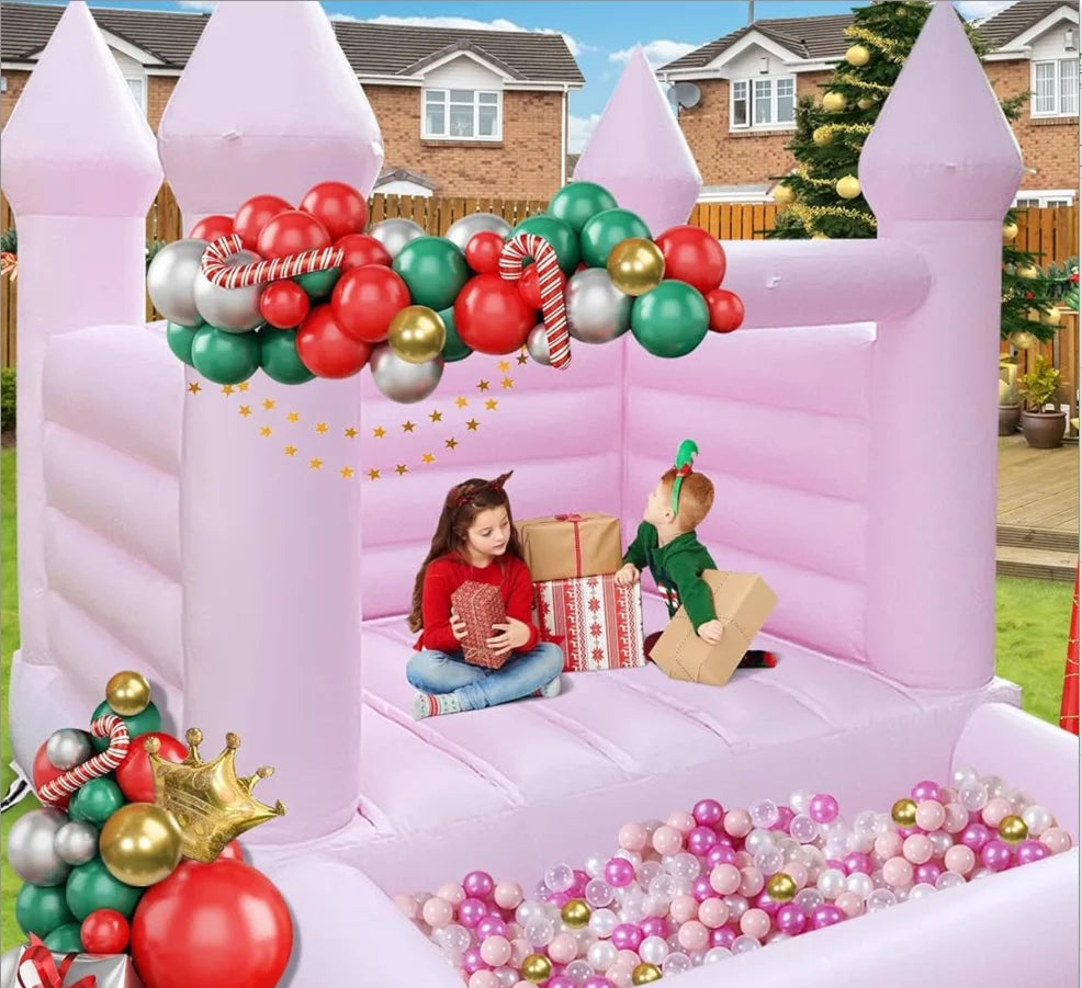Inflatable Bounce House with Ball Pit 10x8x8 FT Pink Inflatable Indoor Bounce House for Kids 3-12,PVC Jumping Bouncy House with
