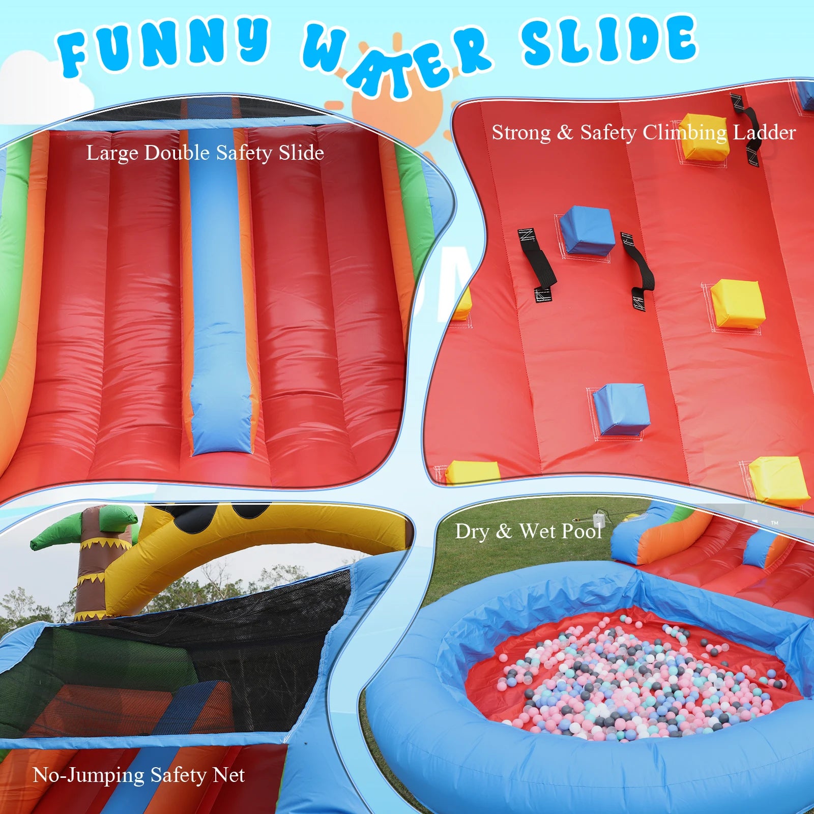 23FT Commercial Giant PVC Inflatable Bounce House Dual Water Slides Water Park Children's playground, children's toys
