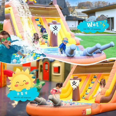 Pirate Ship Inflatable Dual Water Slide