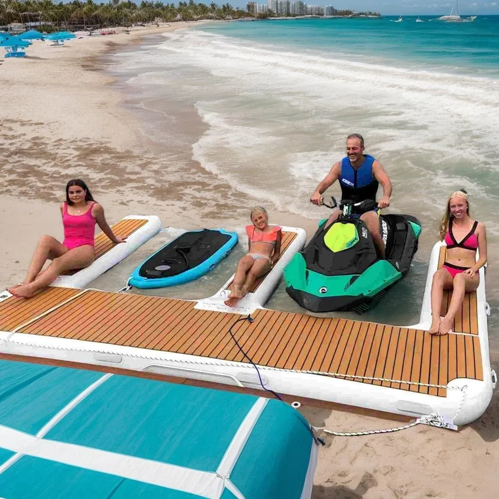 Inflatable E Dock Platform 13FT – Luxury Non-Slip Water Floating Mat for Lake, Pool & Jet Ski Dock