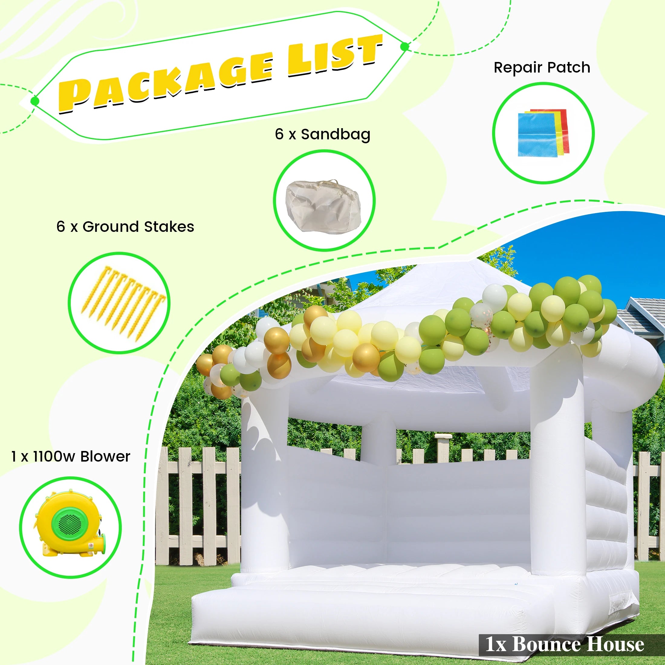 Commercial White Inflatable Trampoline Castle