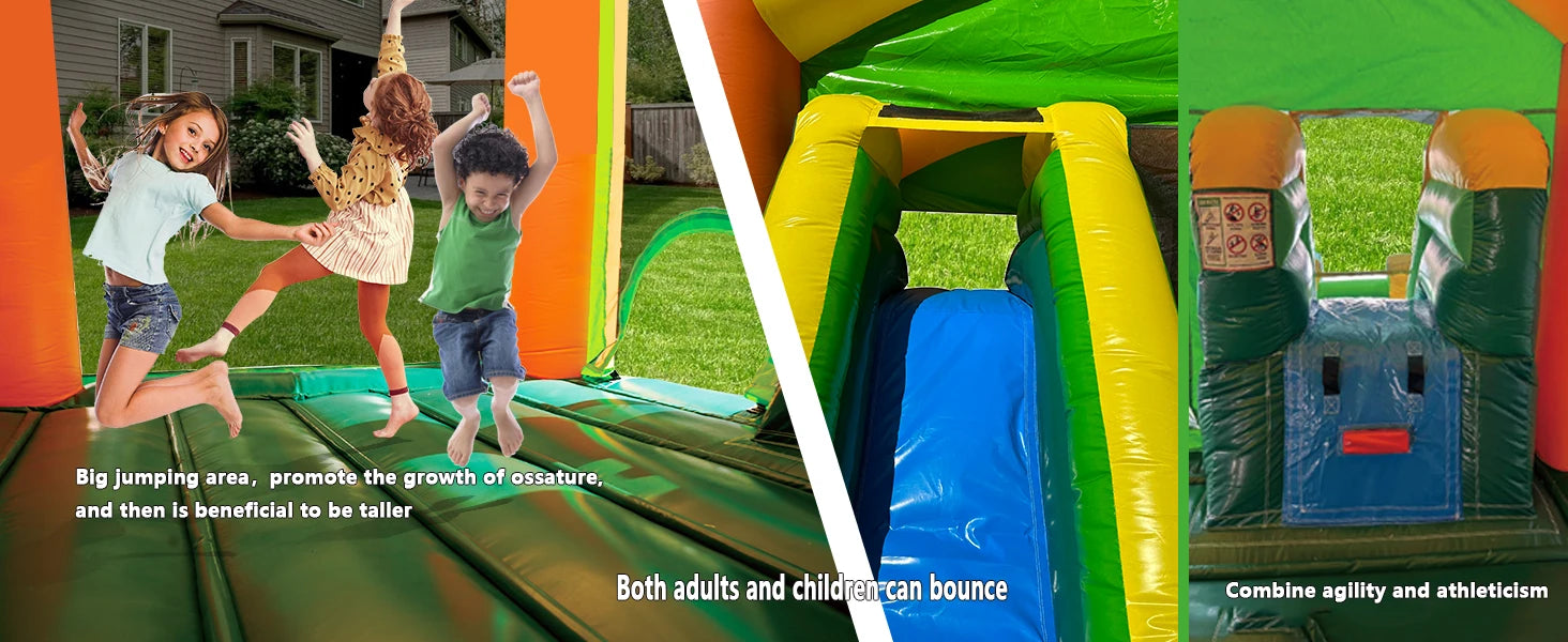 Inflatable Bounce House with Slide – Large 17'x13'x12', 100% PVC Commercial Grade for Big Kids & Adults