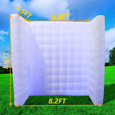 Inflatable Photo Booth Wall – 8.2x8.2x3.5ft Portable Backdrop with Built-In Fan & LED Lighting