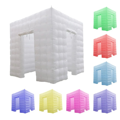 Inflatable Photo Booth – White Two-Door Pop-Up Studio, 8.2x8.2x8.2ft with Air Blower