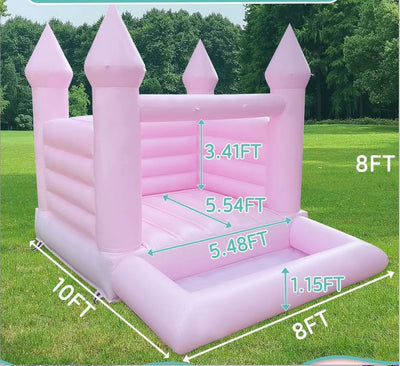 Inflatable Bounce House with Ball Pit 10x8x8 FT Pink Inflatable Indoor Bounce House for Kids 3-12,PVC Jumping Bouncy House with