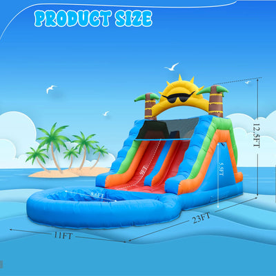 23FT Commercial Giant PVC Inflatable Bounce House Dual Water Slides Water Park Children's playground, children's toys