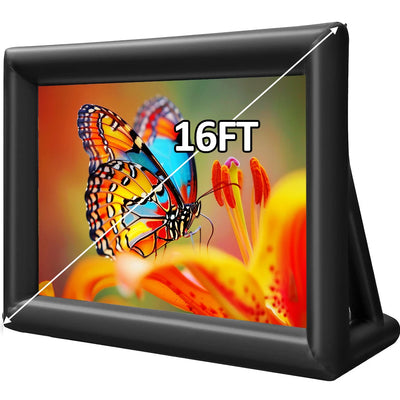 Inflatable 16 Feet Outdoor Movie Screen with Air Blower – Front & Rear Projection Blow Up Screen