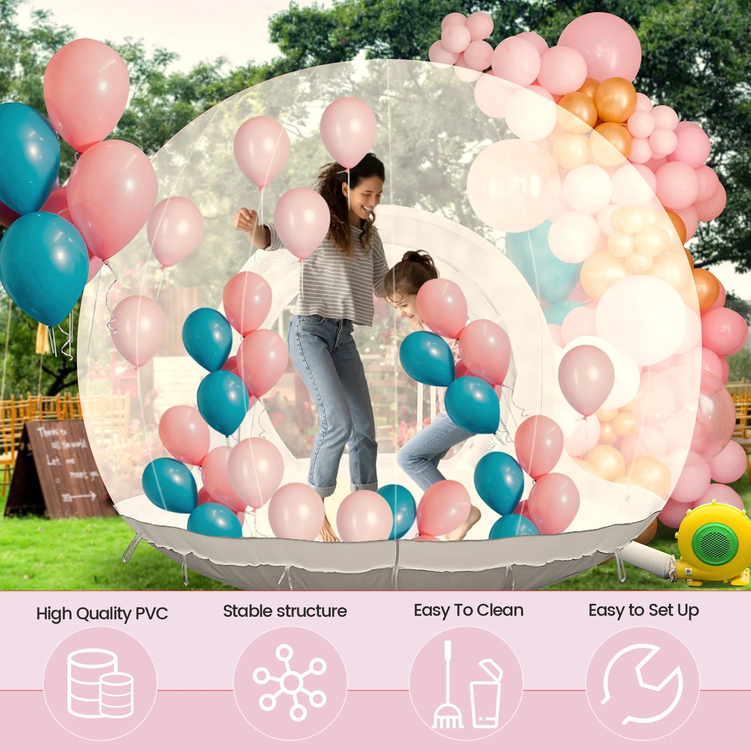 10FT Inflatable Bubble House with 100 Balloons