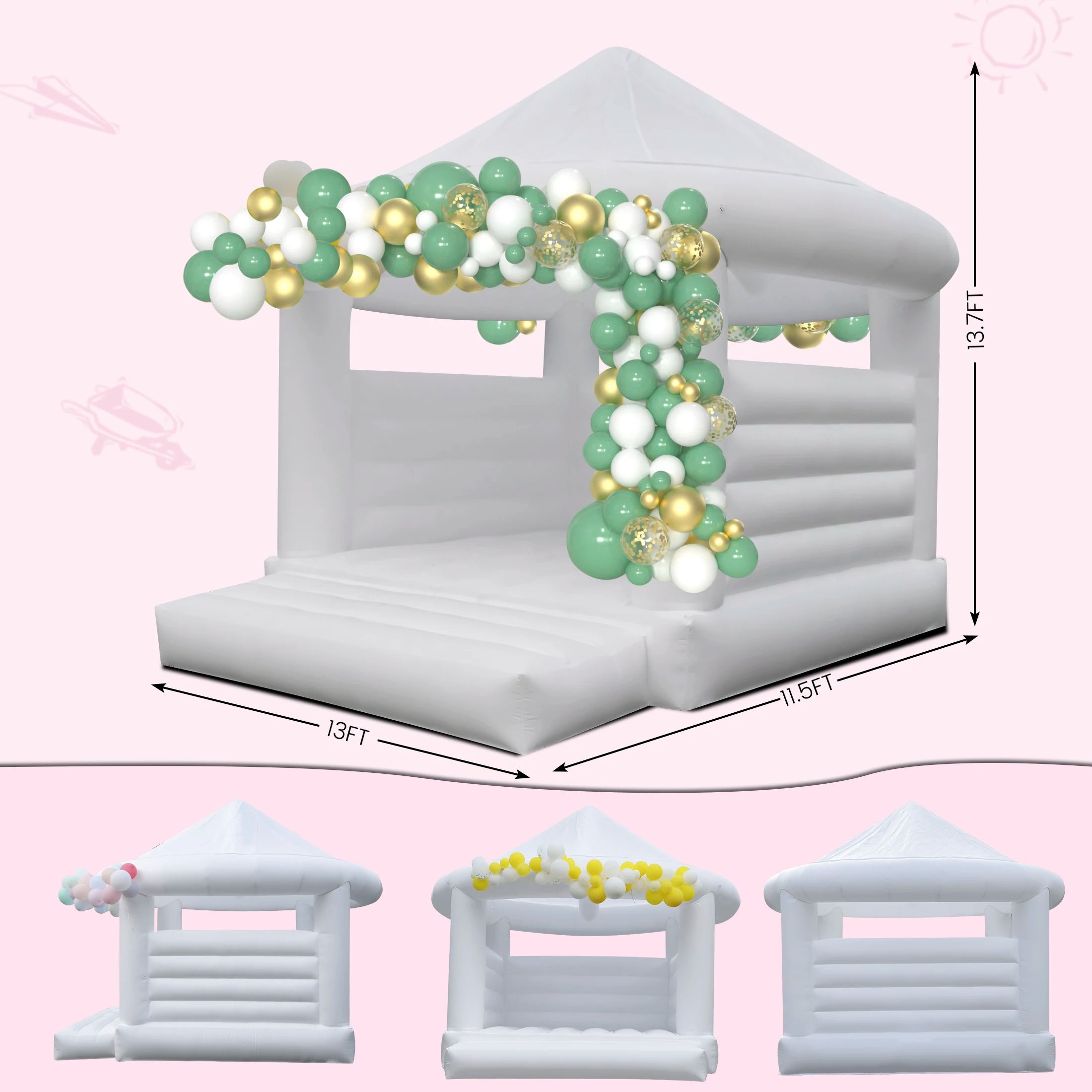 Commercial White Inflatable Trampoline Castle