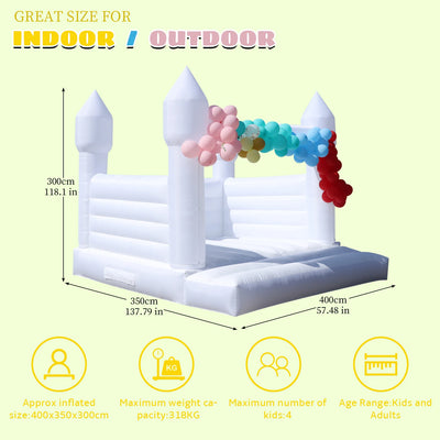 13x12FT White Inflatable Bounce House Castle