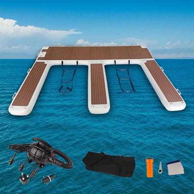 Inflatable E Dock Platform 13FT – Luxury Non-Slip Water Floating Mat for Lake, Pool & Jet Ski Dock