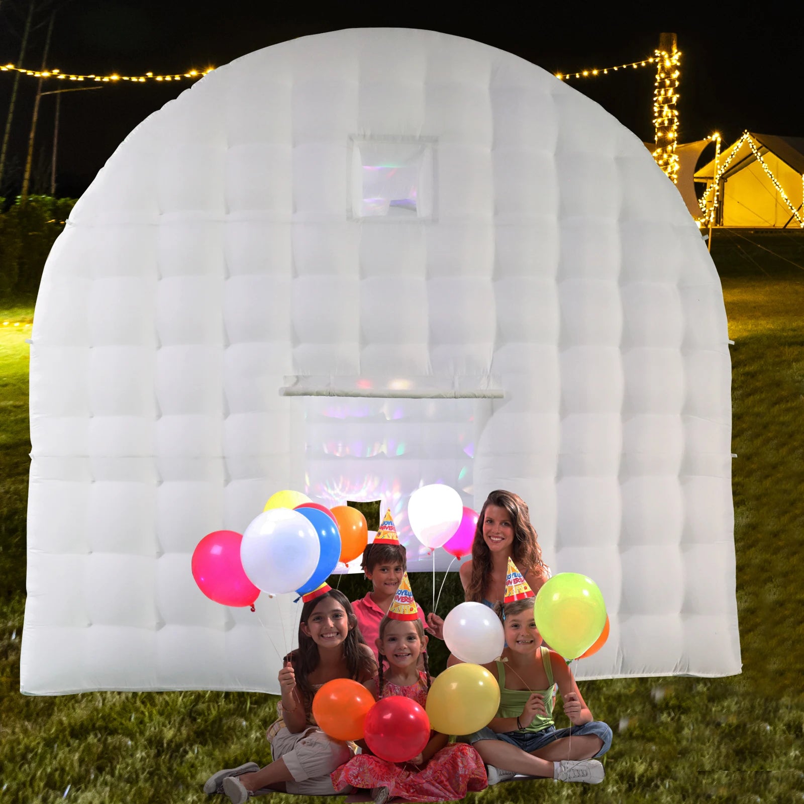 Inflatable White Party Tent 15x15x14FT – Large Square Gazebo Event Room with 950W Blower