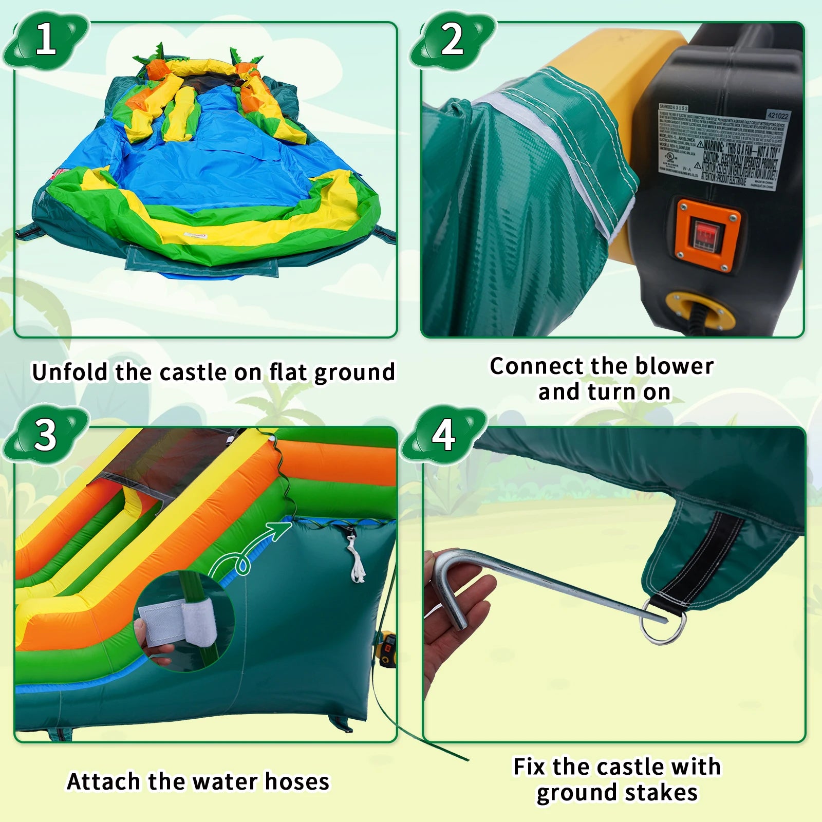Inflatable Commercial Water Slide – High Slide with Shallow Pool, 20'x9.4'x13' Outdoor Backyard