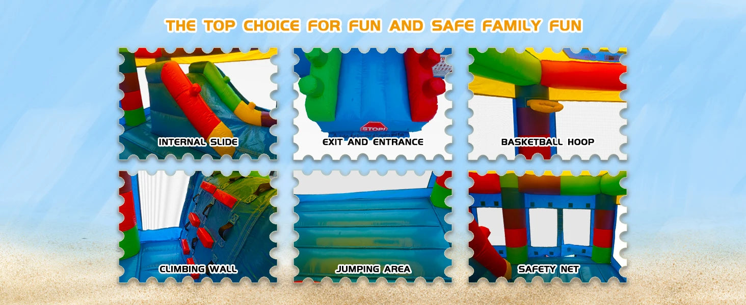 PVC Inflatable Bounce House for Big Kids,Large Jumping House with Built in Slide,Semi-commercial,Outdoor Backyard Birthday Party
