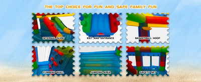 PVC Inflatable Bounce House for Big Kids,Large Jumping House with Built in Slide,Semi-commercial,Outdoor Backyard Birthday Party