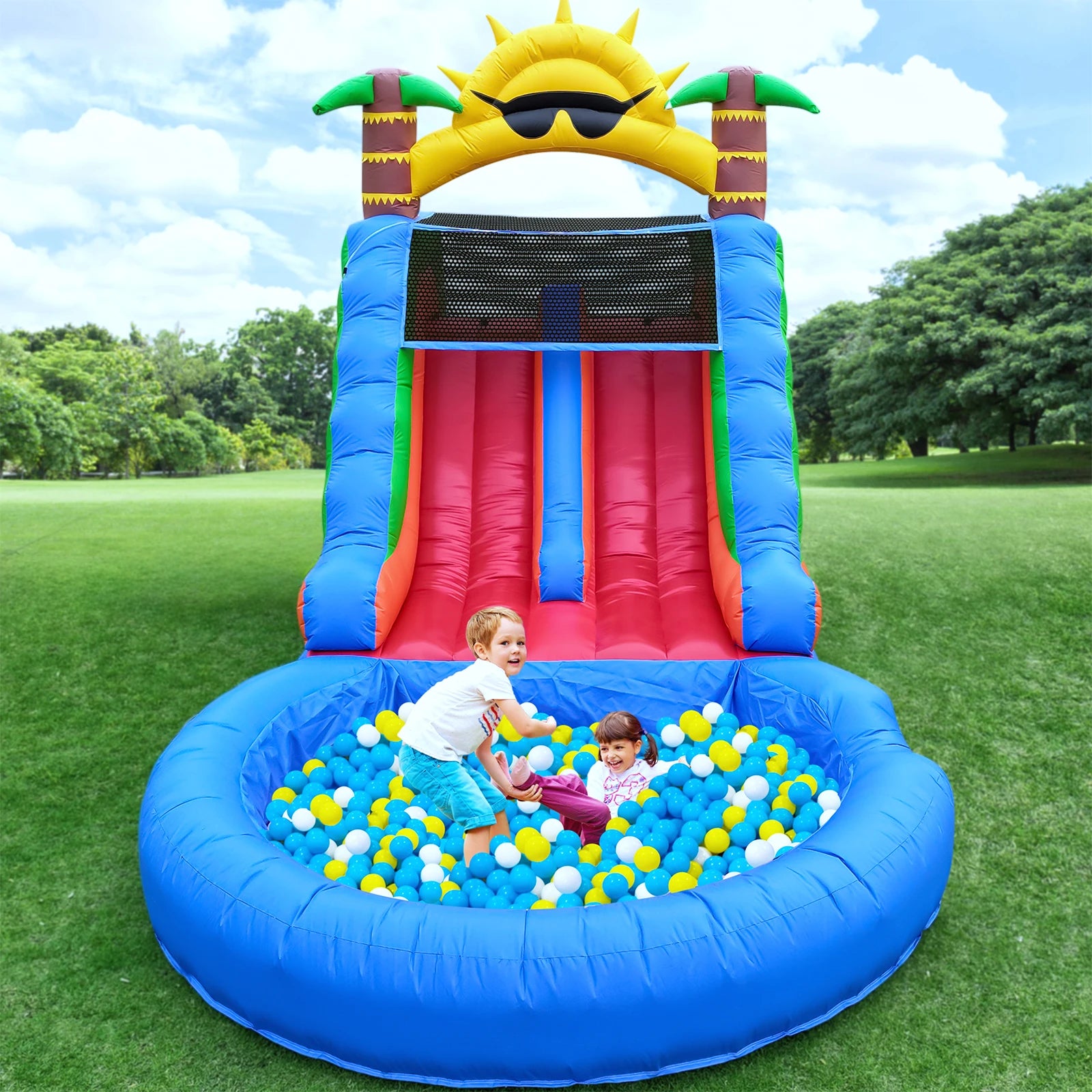 23FT Commercial Giant PVC Inflatable Bounce House Dual Water Slides Water Park Children's playground, children's toys