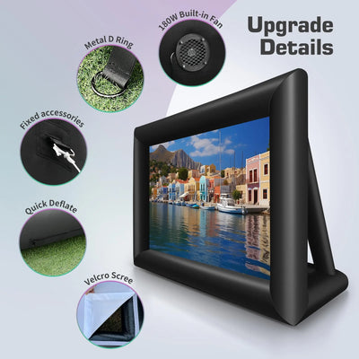 Inflatable Movie Screen 16FT – Outdoor Projector Screen with Air Blower & Storage Bag Front/Rear Projection