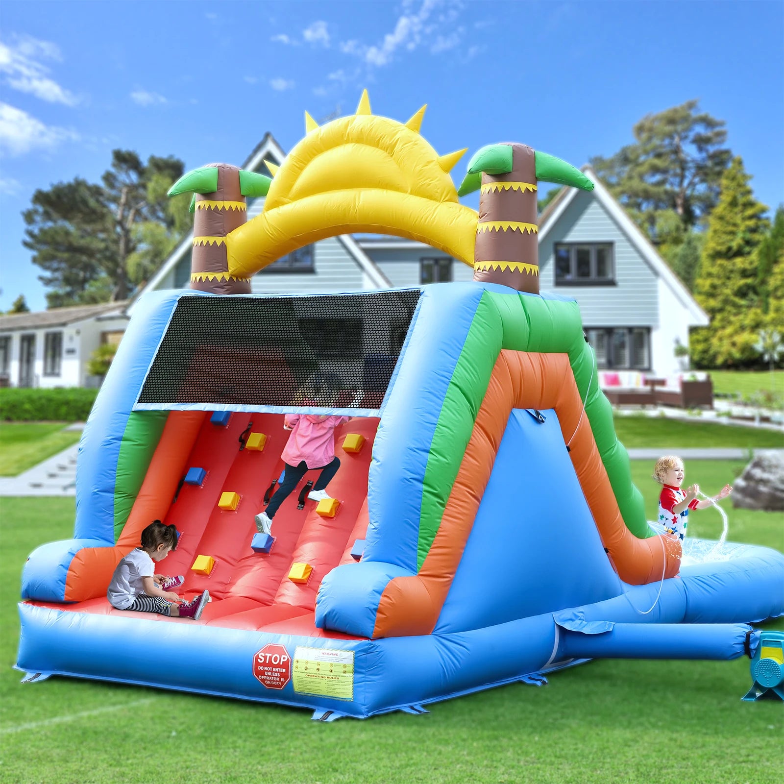 23FT Commercial Giant PVC Inflatable Bounce House Dual Water Slides Water Park Children's playground, children's toys
