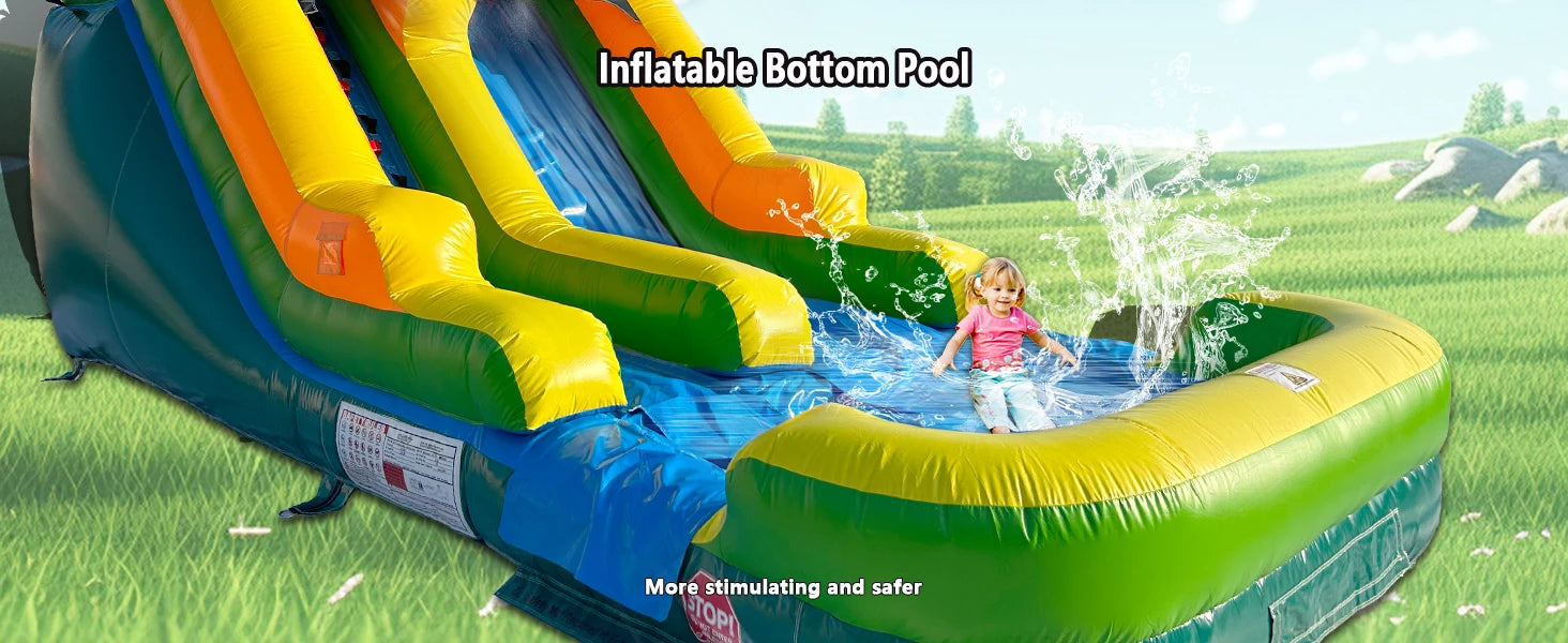 Inflatable Commercial Water Slide – High Slide with Shallow Pool, 20'x9.4'x13' Outdoor Backyard